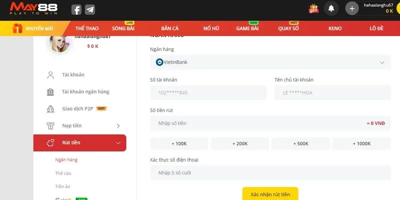 Rút tiền bằng tài khoản ngân hàng rất tiện lợi cho anh em
